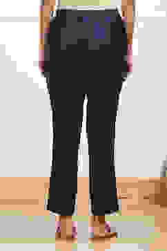 Navy Blue Cotton Solid Regular Pants image number 5