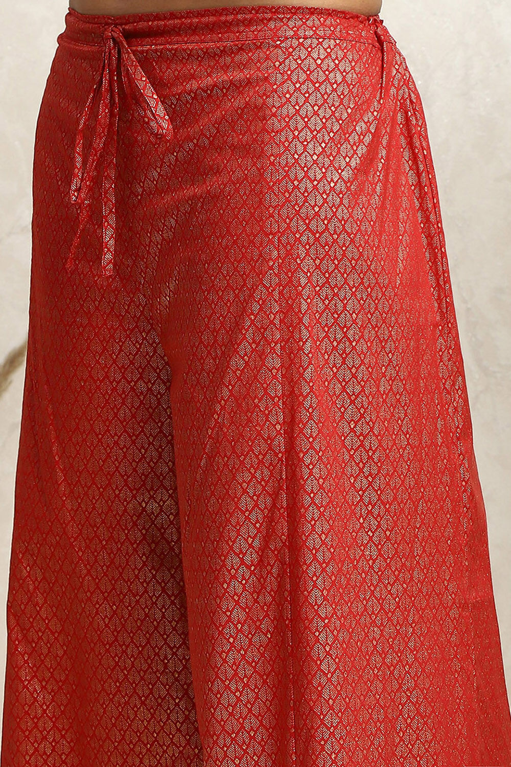 Red Cotton Printed Straight Suit Set image number 2