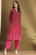 Pink Viscose Blend Printed Straight Kurta Set image number 0