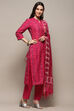 Orange Cotton Unstitched Suit set image number 7