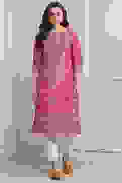 Deep Fuchsia Rayon Straight Printed Kurta image number 5