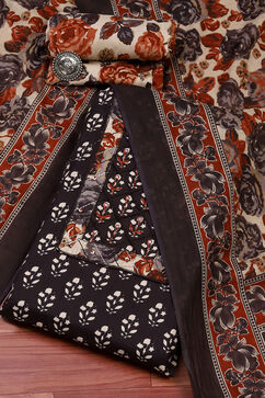 Grey Cotton Printed Unstitched Suit Set image number 0
