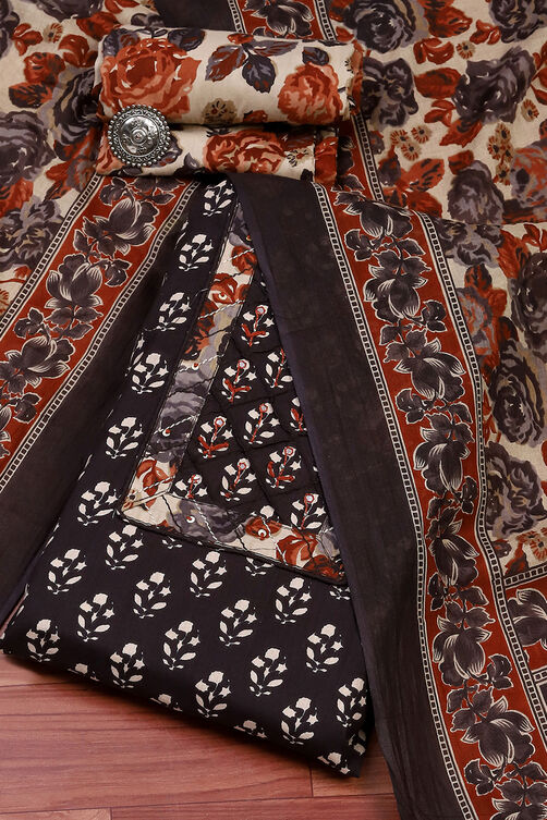 Green Cotton Printed Unstitched Suit Set image number 0