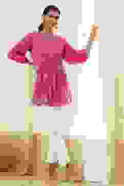 Pink Straight Printed Short Kurta image number 0