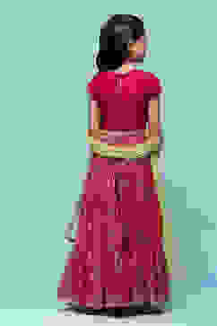 Fuchsia Polyester Short Kurta Printed Suit Set image number 4