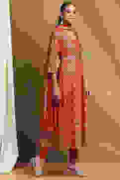 Red Cotton Printed Anarkali Suit Set image number 5