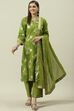 Mehndi Cotton Straight Kurta Palazzo Suit Set image number 1