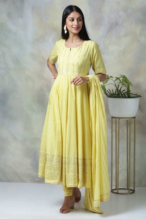 Red Cotton Anarkali Suit image number 1
