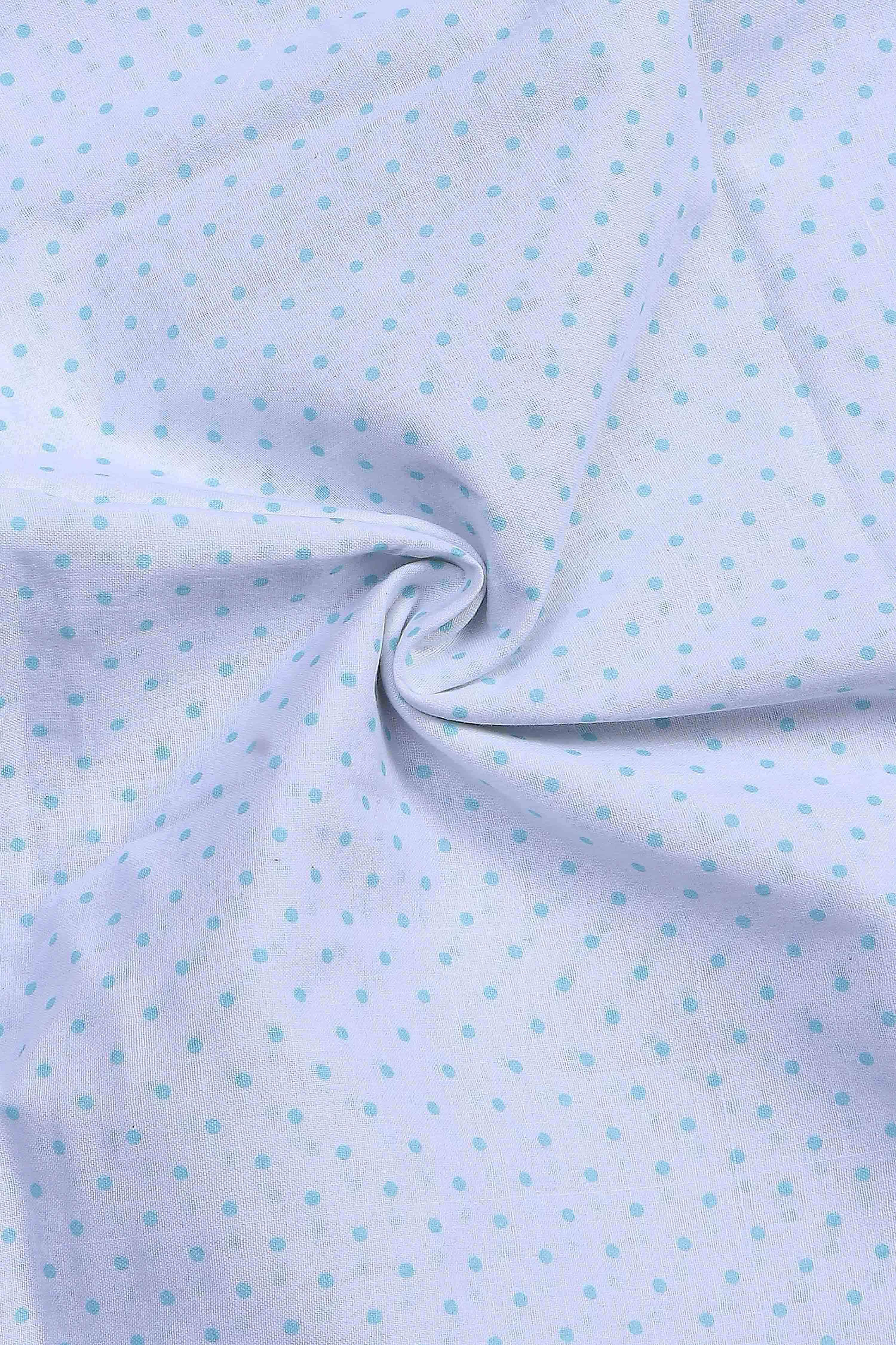 Blue Cotton Printed Embroidered Unstitched Suit Set image number 2