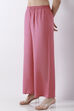 Light Pink Solid Straight Palazzos image number 2