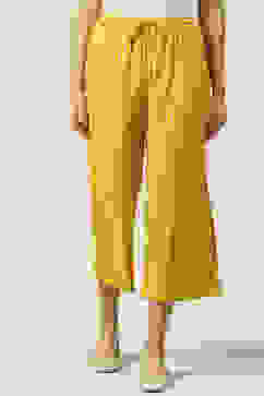 Mustard Cotton Straight Palazzo image number 0