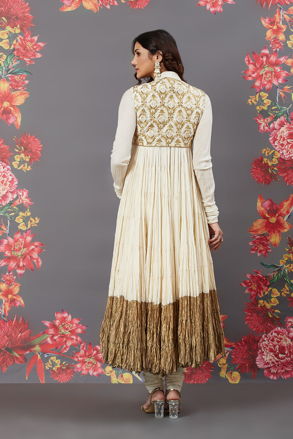 Rohit Bal Navy Blue Cotton Anarkali Solid Suit Set image number 7