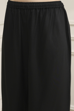 Black Solid Relaxed Straight Suit Set image number 2