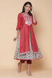 Terracotta Cotton Silk Double Layered Embroidered Kurta image number 0