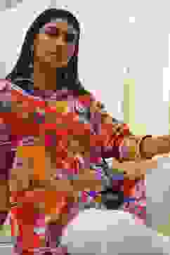 Orange Cotton Floral High-Low Shirt image number 1