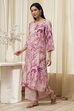 Pink Modal Floral Printed Straight Kurta Set image number 3