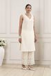 Cream-Toned Cotton Schiffli Straight Suit Set image number 5