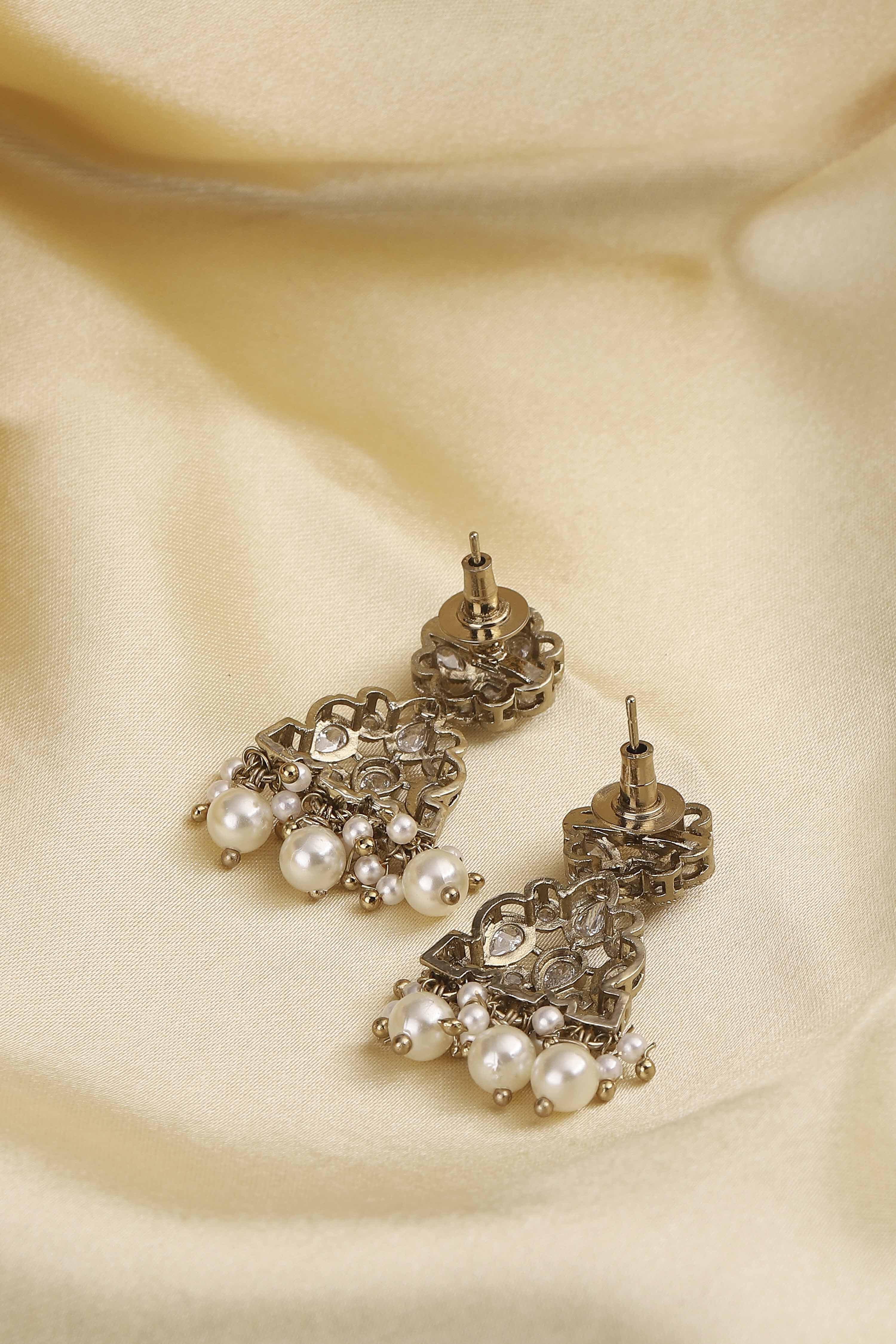 White Alloy Drop & Danglers image number 2