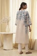 Beige and Blue Cotton Floral Straight Kurta image number 3