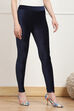Burgundy Cotton Solid Jeggings image number 3