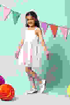 Baby Pink Nylon Gathered Dress image number 2