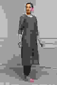 Green Chanderi Blend Printed Embroidered Unstitched Suit Set image number 6