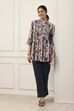 Beige Viscose Rayon Floral Printed Kurti