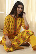 Yellow Pure Cotton Straight Kurta Set image number 0