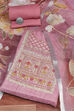 Pink Cotton Hand Embroidered Unstitched Suit Set image number 0