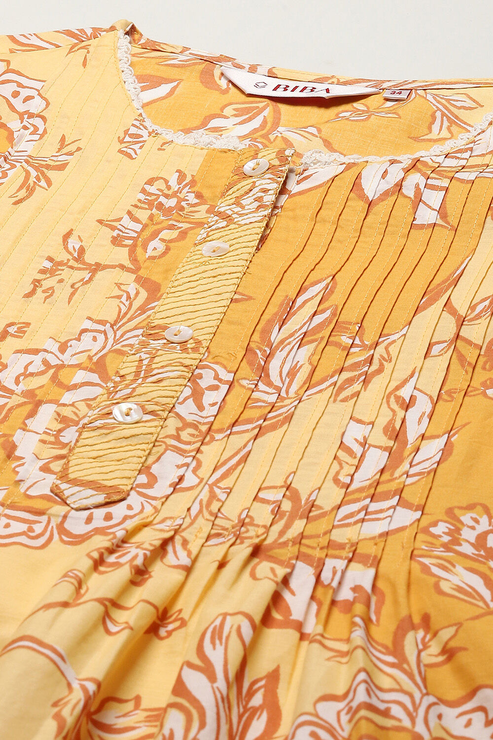 Yellow Cotton Straight Kurta image number 1