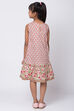Peach Cotton A-Line Printed Dress image number 4