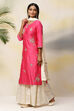 Fuchsia Cotton Silk Straight Kurta Sharara Suit Set image number 5