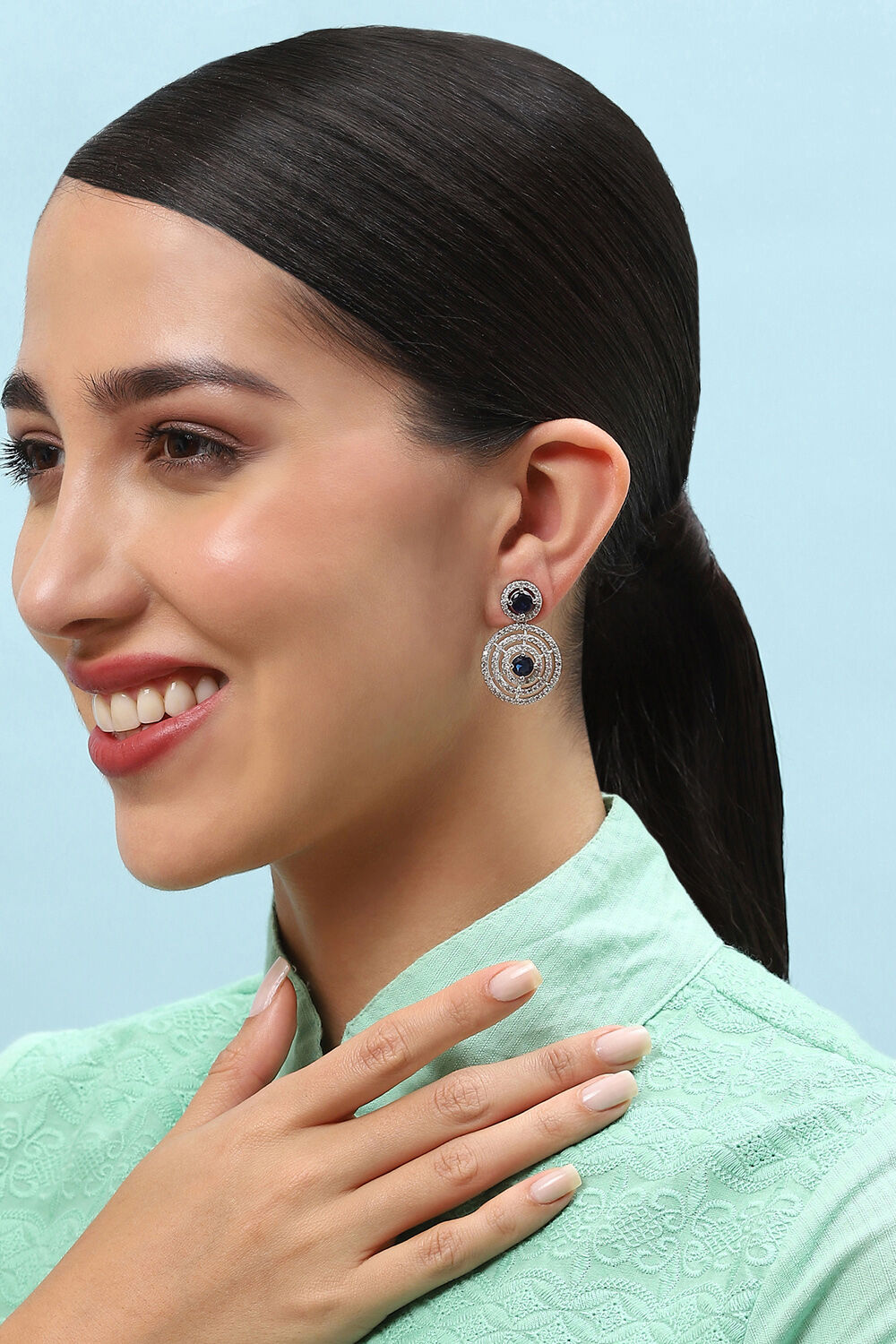 Blue Brass Earrings image number 1