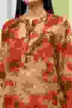 Orange Printed Straight Co-ord Set image number 1