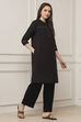 Wine Cotton Solid Straight Kurta image number 4