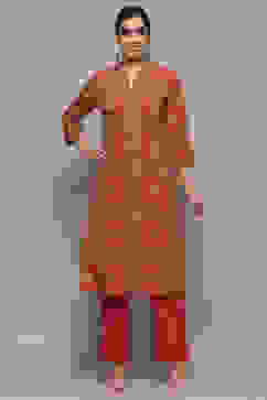 Red Rayon Straight Kurti image number 0