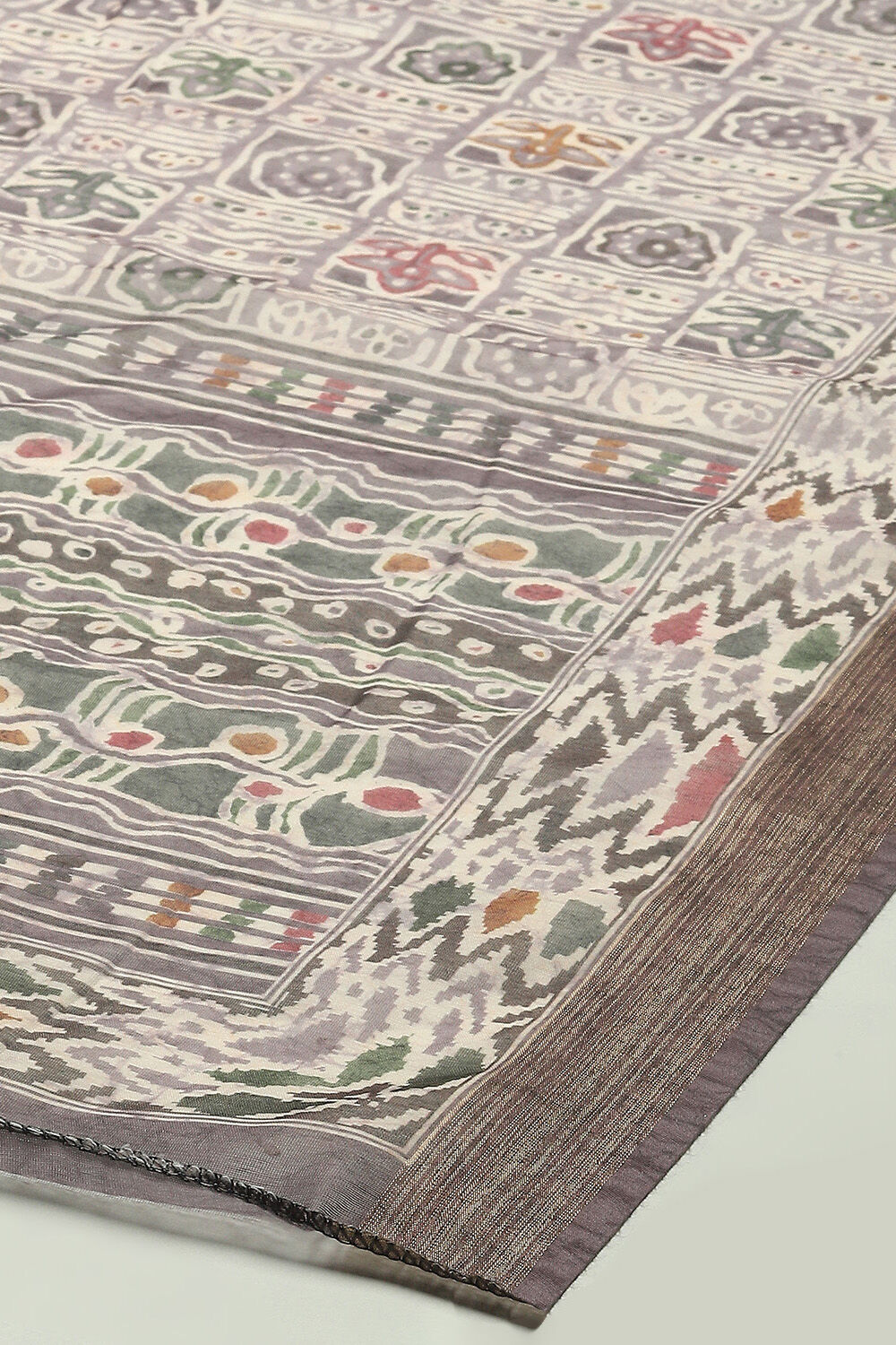 Earthy Green Chanderi Unstitched Suit Set image number 7