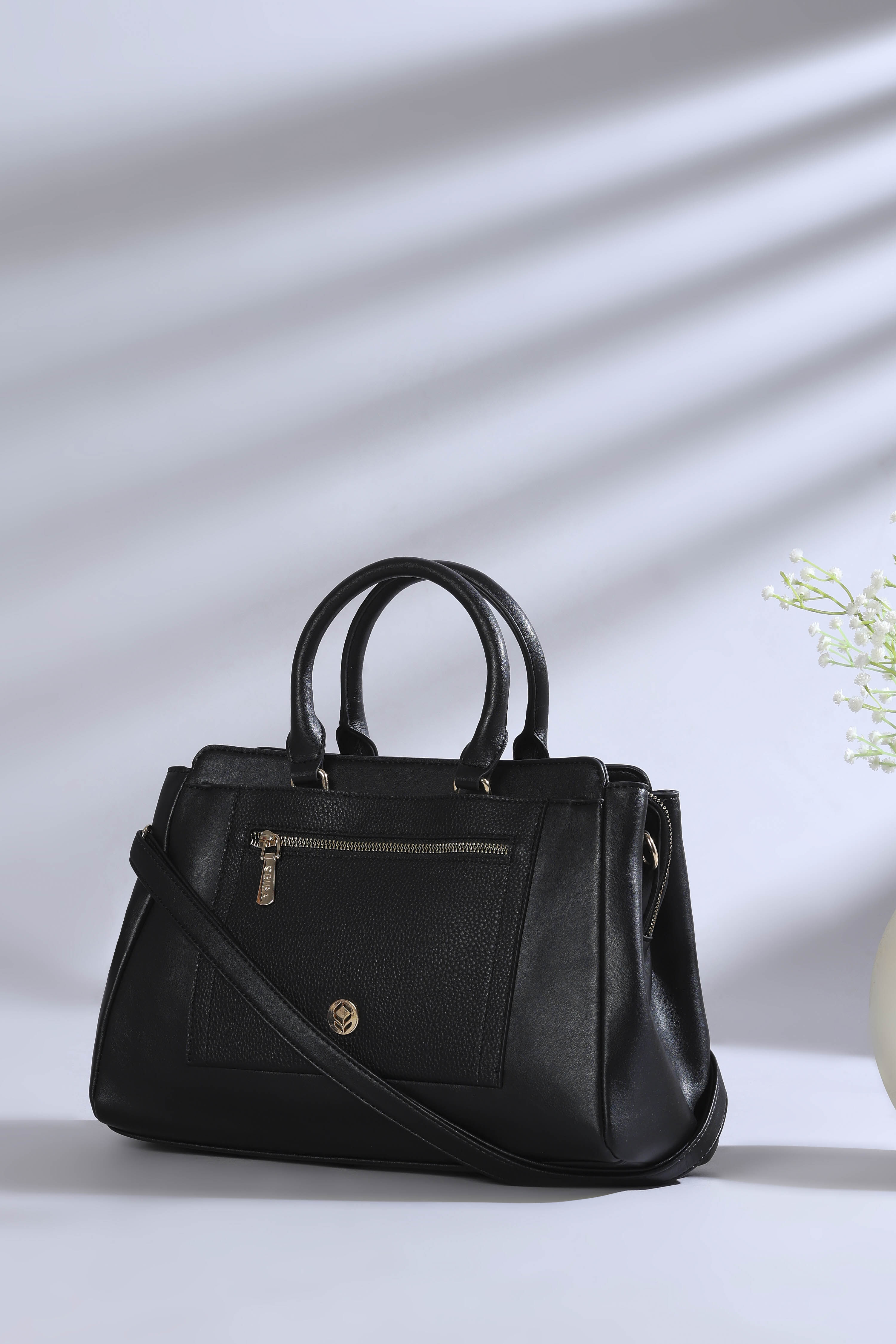 Black PU Satchel image number 0