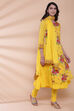 Yellow Cotton Double Layered Kurta Churidar Suit Set image number 6
