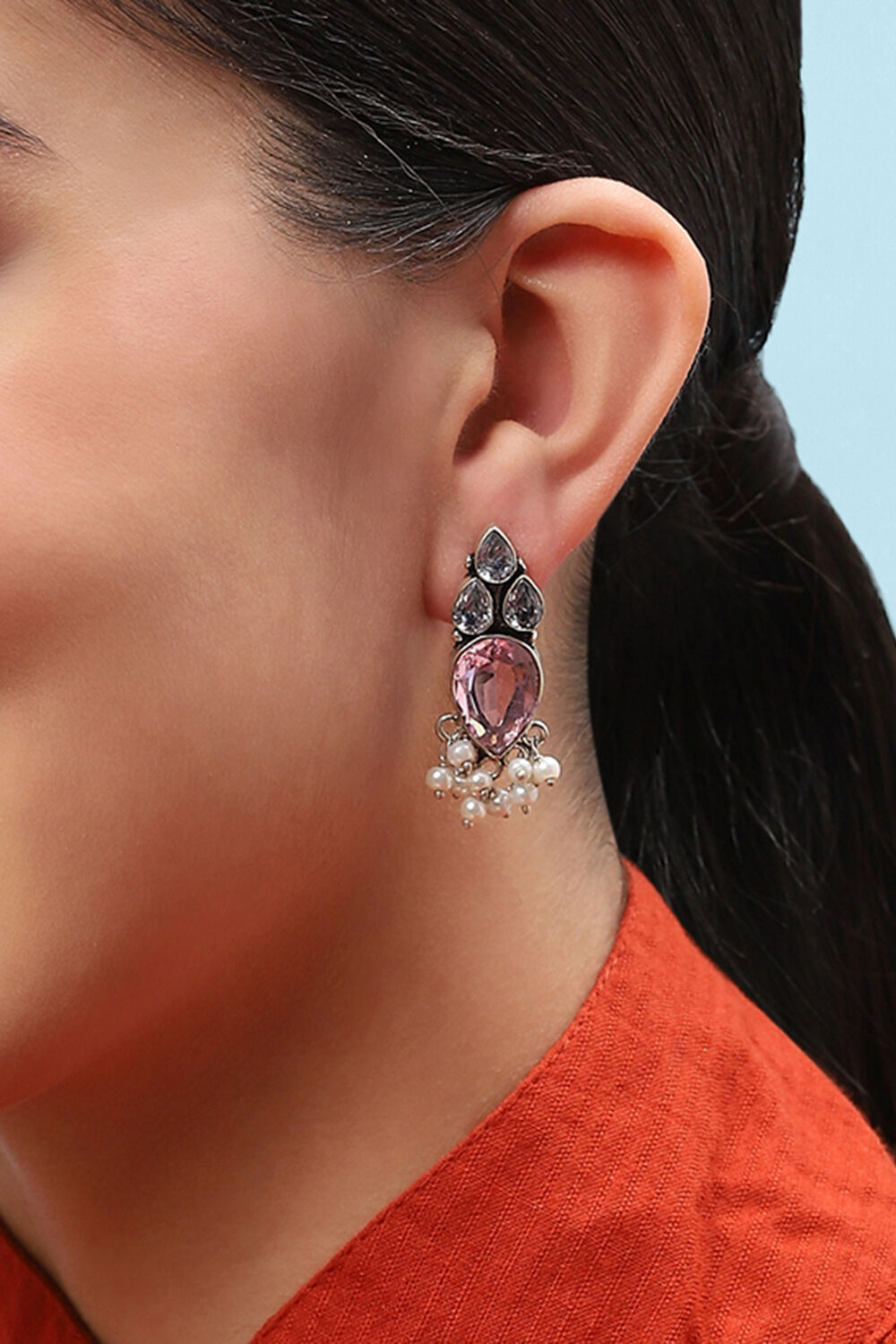 Light Pink Brass Earrings image number 3