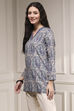 Maroon Black Polyester Straight Printed Kurta image number 2