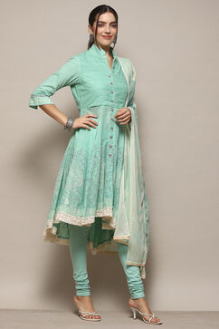 Light Green Kota Asymmetric Suit set image number 6