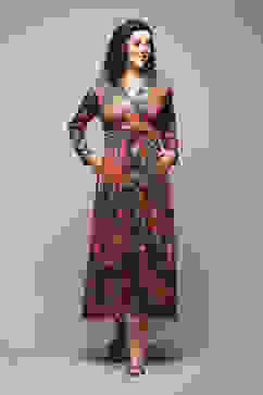 Black Cotton Blend A-Line Printed Dress image number 0