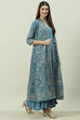 Charcoal Art Silk with Cape Printed Dress image number 6
