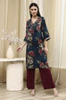 Coral Red Floral Printed Straight Kurta image number 5