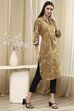 Mustard Yellow Cotton Printed Straight Kurta image number 4