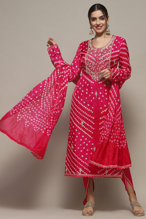 Orange Silk Blend Unstitched Suit set image number 1