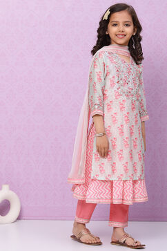 Powder Blue Art Silk Layered Straight Kurta Regular Pant Suit Set image number 7