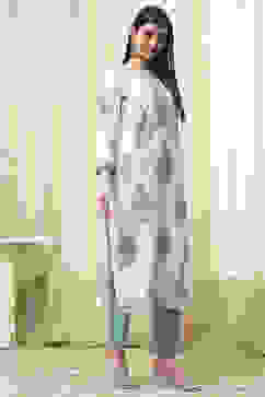 White Cotton Unstitched Suit Set image number 6