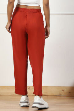 Rust Solid Mid-Rise Regular Pants image number 5